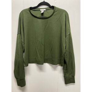 Better Together Women's Oversized Cropped Sweatshirt Size XL Army Green